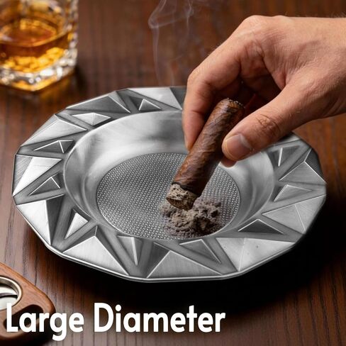 منفضة سجائر السيجار المعدنية المستديرة متعددة الأنابيب، منافض السجائر الكبيرة مقاس 8 بوصات، منفضة سجائر سيجار كبيرة للراحة في الهواء الطلق للفناء / الخارج / منفضة سجائر داخلية (وردية) in Kuwait