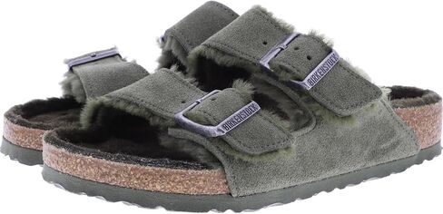 BIRKENSTOCK Model: Arizona with Lambskin / Thyme Olive Leather / Width: Normal / 1025666 / Unisex in Saudi Arabia