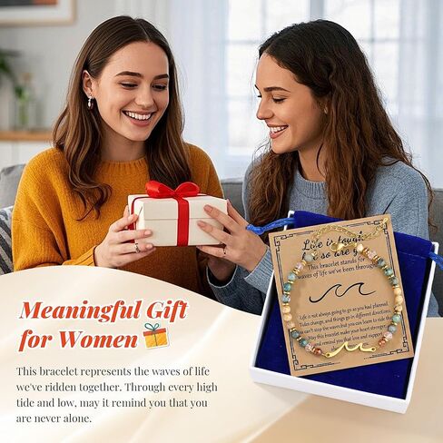 موجة الحياة سوار ملهم للنساء، أساور هدايا لابنة الأخت Bestie، عيد الحب الأم الذكرى السنوية ذات مغزى فريد من نوعه أفضل صديق هدايا عيد ميلاد للنساء لها in Kuwait