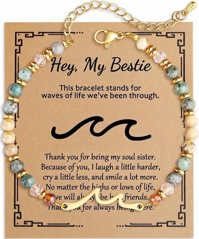موجة الحياة سوار ملهم للنساء، أساور هدايا لابنة الأخت Bestie، عيد الحب الأم الذكرى السنوية ذات مغزى فريد من نوعه أفضل صديق هدايا عيد ميلاد للنساء لها in Kuwait