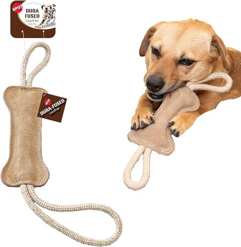 Ethical Pets Dura Fused Leather Bone Tug Toy for Dog, 18-Inch in Saudi Arabia