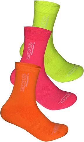 ReflecToes Fluorescent Running Socks (3 Pack) High Visibility Neon Safety Socks for Men & Women UV-Activated Day Glow in Saudi Arabia