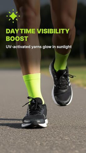 ReflecToes Fluorescent Running Socks (3 Pack) High Visibility Neon Safety Socks for Men & Women UV-Activated Day Glow in Saudi Arabia
