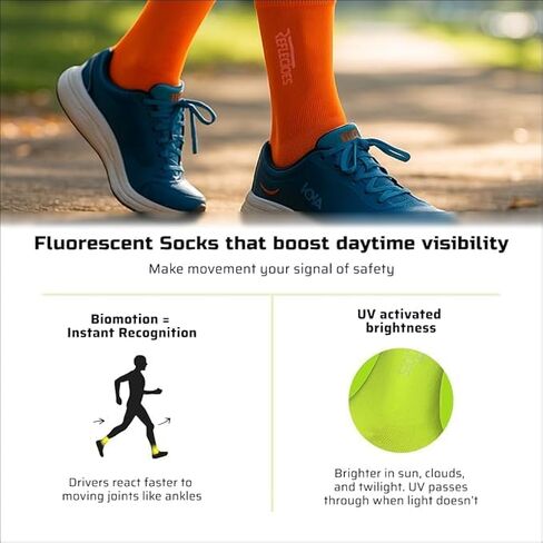 ReflecToes Fluorescent Running Socks (3 Pack) High Visibility Neon Safety Socks for Men & Women UV-Activated Day Glow in Saudi Arabia