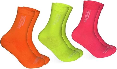 ReflecToes Fluorescent Running Socks (3 Pack) High Visibility Neon Safety Socks for Men & Women UV-Activated Day Glow in Saudi Arabia