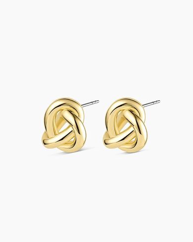 gorjana - Infinity Knot Studs 5/8" - 18k Gold Plated Brass - Elegant Unique Design - Comfortable Surgical Steel - Everyday Wear in Saudi Arabia