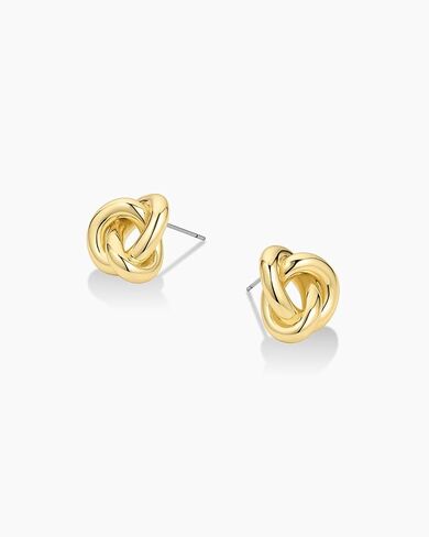 gorjana - Infinity Knot Studs 5/8" - 18k Gold Plated Brass - Elegant Unique Design - Comfortable Surgical Steel - Everyday Wear in Saudi Arabia