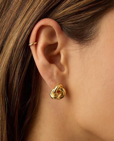 gorjana - Infinity Knot Studs 5/8" - 18k Gold Plated Brass - Elegant Unique Design - Comfortable Surgical Steel - Everyday Wear in Saudi Arabia