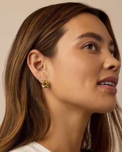 gorjana - Infinity Knot Studs 5/8" - 18k Gold Plated Brass - Elegant Unique Design - Comfortable Surgical Steel - Everyday Wear in Saudi Arabia