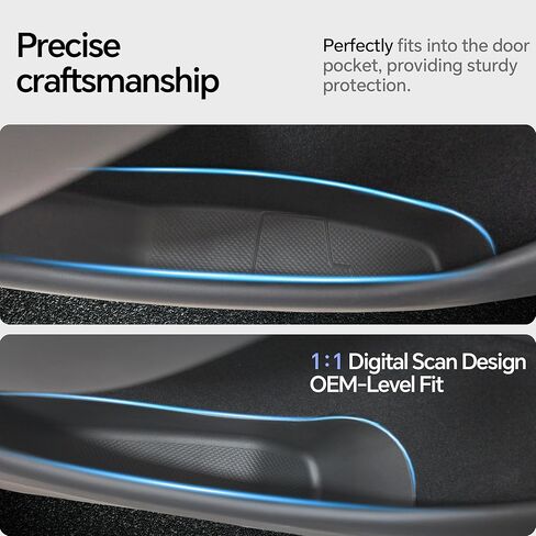 Farmogo 2026 Tesla Model Y Juniper صندوق تخزين جانبي للباب (مضاد للانزلاق TPE) صينية تنظيم الجيب الجانبي للباب، بطانة جيب بفتحة أمامية وخلفية مقاومة للماء لملحقات Tesla Model Y Juniper 2025-2026 الجديدة in Kuwait