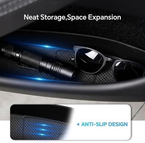 Farmogo 2026 Tesla Model Y Juniper صندوق تخزين جانبي للباب (مضاد للانزلاق TPE) صينية تنظيم الجيب الجانبي للباب، بطانة جيب بفتحة أمامية وخلفية مقاومة للماء لملحقات Tesla Model Y Juniper 2025-2026 الجديدة in Kuwait