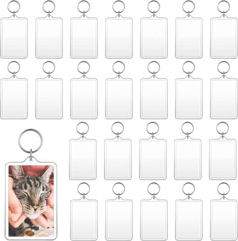 50pcs Photo Keychain 2 x 3inch Transparent Picture Frame Keychain Acrylic Photo Insert Keychains Clear Rectangle Blank Photos Insert Keyring DIY Personalize Favor Graduation Gift for DIY Craft Project in Saudi Arabia