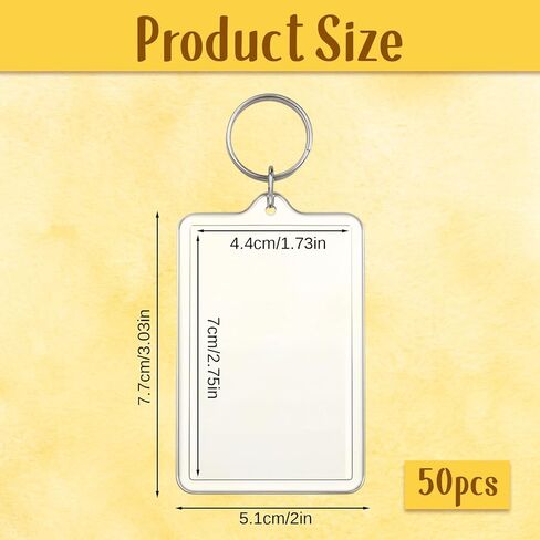 50pcs Photo Keychain 2 x 3inch Transparent Picture Frame Keychain Acrylic Photo Insert Keychains Clear Rectangle Blank Photos Insert Keyring DIY Personalize Favor Graduation Gift for DIY Craft Project in Saudi Arabia