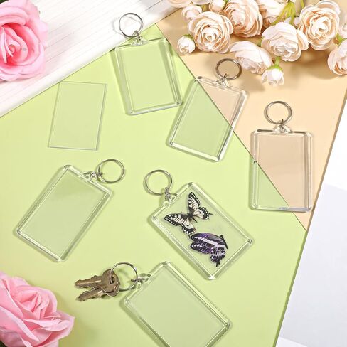 50pcs Photo Keychain 2 x 3inch Transparent Picture Frame Keychain Acrylic Photo Insert Keychains Clear Rectangle Blank Photos Insert Keyring DIY Personalize Favor Graduation Gift for DIY Craft Project in Saudi Arabia