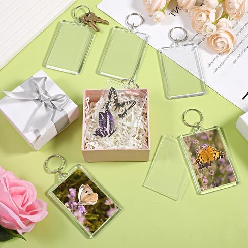 50pcs Photo Keychain 2 x 3inch Transparent Picture Frame Keychain Acrylic Photo Insert Keychains Clear Rectangle Blank Photos Insert Keyring DIY Personalize Favor Graduation Gift for DIY Craft Project in Saudi Arabia