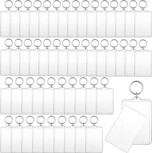 50pcs Photo Keychain 2 x 3inch Transparent Picture Frame Keychain Acrylic Photo Insert Keychains Clear Rectangle Blank Photos Insert Keyring DIY Personalize Favor Graduation Gift for DIY Craft Project in Saudi Arabia