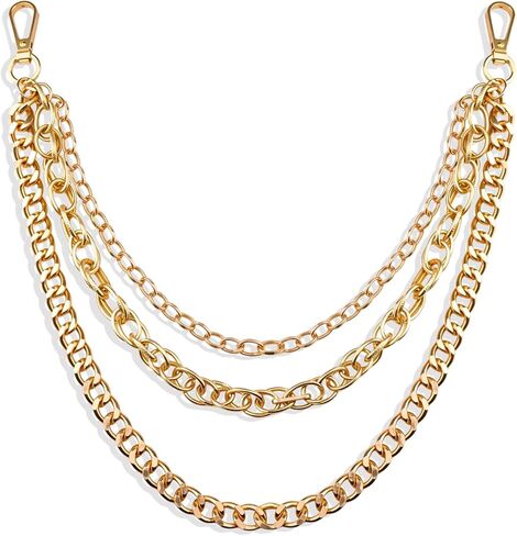Gold Belt Wallet Chain for Women Men - Stainless Steel Pants Pocket Keychain Accessories, Durable Punk Jean Chain Belt Hip Hop Goth Accessory for Jeans & Belts with Lobster Clasp in Saudi Arabia