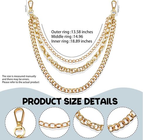 Gold Belt Wallet Chain for Women Men - Stainless Steel Pants Pocket Keychain Accessories, Durable Punk Jean Chain Belt Hip Hop Goth Accessory for Jeans & Belts with Lobster Clasp in Saudi Arabia