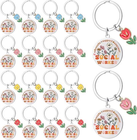 Kigeli 12 Pcs Social Work Month Gift Keychains Social Worker Appreciation Gifts Community Advocate Support Empower Worker Coworker Keychain for Volunteers Staff Employee Retirement Gifts in Saudi Arabia