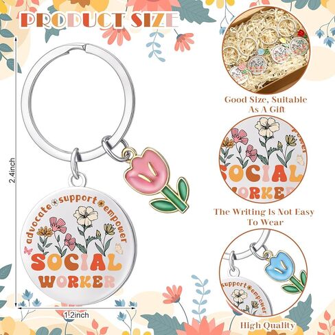 Kigeli 12 Pcs Social Work Month Gift Keychains Social Worker Appreciation Gifts Community Advocate Support Empower Worker Coworker Keychain for Volunteers Staff Employee Retirement Gifts in Saudi Arabia