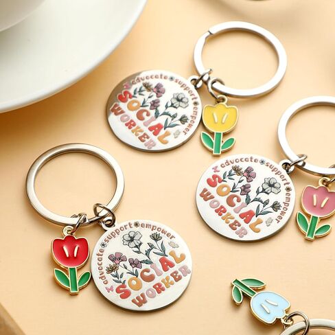 Kigeli 12 Pcs Social Work Month Gift Keychains Social Worker Appreciation Gifts Community Advocate Support Empower Worker Coworker Keychain for Volunteers Staff Employee Retirement Gifts in Saudi Arabia