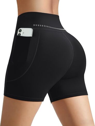 MAGCOMSEN Women's Biker Shorts 5" Pockets No Front Seam High Waisted Tummy Control Yoga Gym Workout Shorts in Saudi Arabia