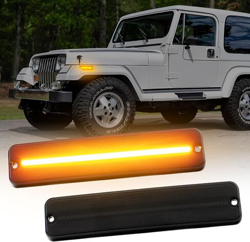 AUTOONE Upgraded LED Turn Signal & Side Marker Light for J'eep Wrangler YJ 1987-1995, Amber Yellow Front Signal Indicator & Smoked Lens, Fender Bumper Marker Lamps, 2PCS in Saudi Arabia