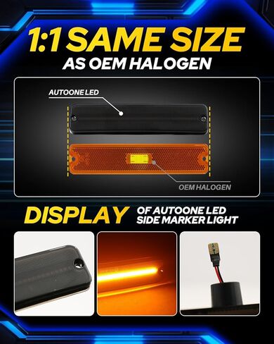 AUTOONE Upgraded LED Turn Signal & Side Marker Light for J'eep Wrangler YJ 1987-1995, Amber Yellow Front Signal Indicator & Smoked Lens, Fender Bumper Marker Lamps, 2PCS in Saudi Arabia