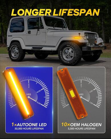 AUTOONE Upgraded LED Turn Signal & Side Marker Light for J'eep Wrangler YJ 1987-1995, Amber Yellow Front Signal Indicator & Smoked Lens, Fender Bumper Marker Lamps, 2PCS in Saudi Arabia