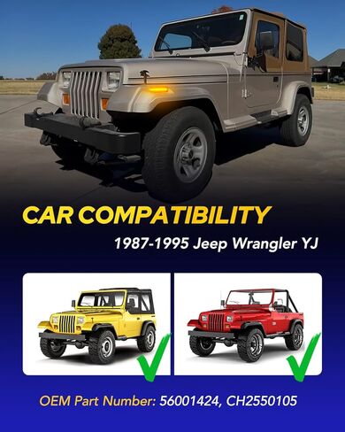 AUTOONE Upgraded LED Turn Signal & Side Marker Light for J'eep Wrangler YJ 1987-1995, Amber Yellow Front Signal Indicator & Smoked Lens, Fender Bumper Marker Lamps, 2PCS in Saudi Arabia