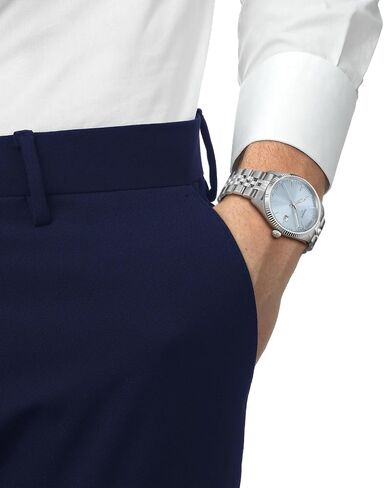Tissot Ballade 40mm, Swiss Quartz Watch for Men, Stainless Steel Case, Blue Dial, T1564101135100 in Saudi Arabia