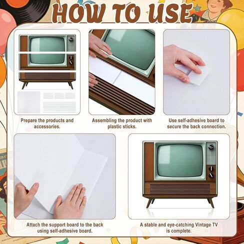 2.6 Ft Vintage TV Cardboard Cutout Life Size Retro Television Standee 1950s Old TV Stand Up Backdrop Props for 1950s Theme Party Photo Booth Classroom Home Movie Night Game Room Decor in Kuwait