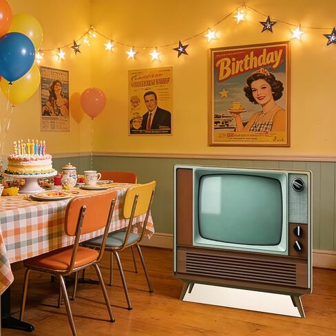 2.6 Ft Vintage TV Cardboard Cutout Life Size Retro Television Standee 1950s Old TV Stand Up Backdrop Props for 1950s Theme Party Photo Booth Classroom Home Movie Night Game Room Decor in Kuwait