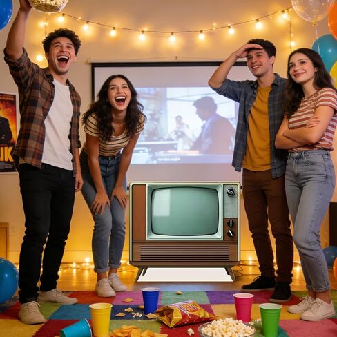 2.6 Ft Vintage TV Cardboard Cutout Life Size Retro Television Standee 1950s Old TV Stand Up Backdrop Props for 1950s Theme Party Photo Booth Classroom Home Movie Night Game Room Decor in Kuwait