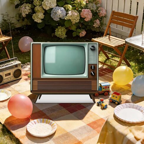 2.6 Ft Vintage TV Cardboard Cutout Life Size Retro Television Standee 1950s Old TV Stand Up Backdrop Props for 1950s Theme Party Photo Booth Classroom Home Movie Night Game Room Decor in Kuwait