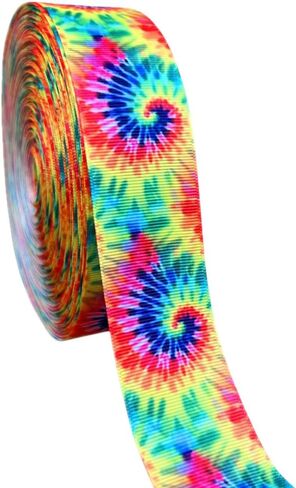 7/8" Tie Dye Swirl Pattern Printed 10 Yards Grosgrain Ribbon in Saudi Arabia