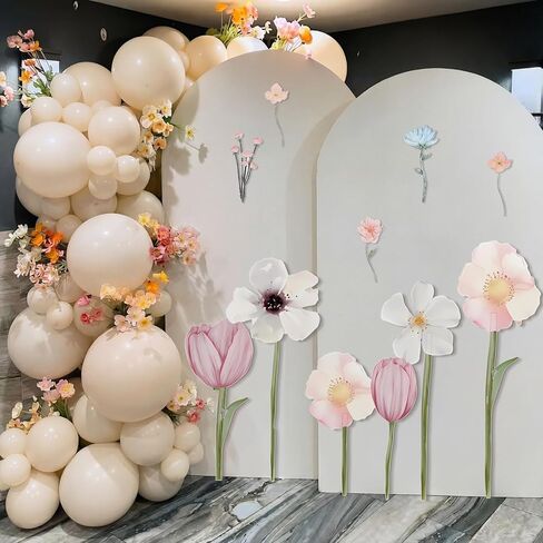 Vicenpal 6 Pcs Fairy Birthday Party Backdrop Cutout Spring Wildflower Party Decorations PVC Wildflower Sticker Floral Baby Shower Birthday Decorations, 22-39 Inch in Saudi Arabia