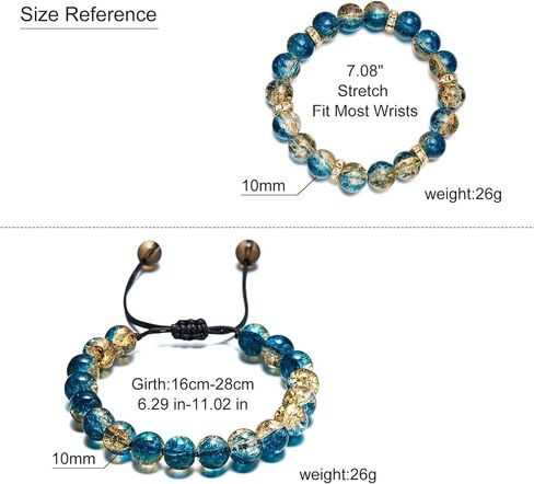 6 Pack Stretch & Weave Bracelets for Women & Men, 10MM Healing Crystal Gemstone Bead Bracelets - Adjustable Unisex Yoga Energy Jewelry Gift in Saudi Arabia