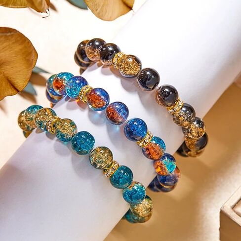 6 Pack Stretch & Weave Bracelets for Women & Men, 10MM Healing Crystal Gemstone Bead Bracelets - Adjustable Unisex Yoga Energy Jewelry Gift in Saudi Arabia