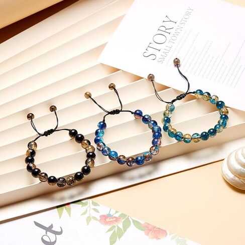 6 Pack Stretch & Weave Bracelets for Women & Men, 10MM Healing Crystal Gemstone Bead Bracelets - Adjustable Unisex Yoga Energy Jewelry Gift in Saudi Arabia