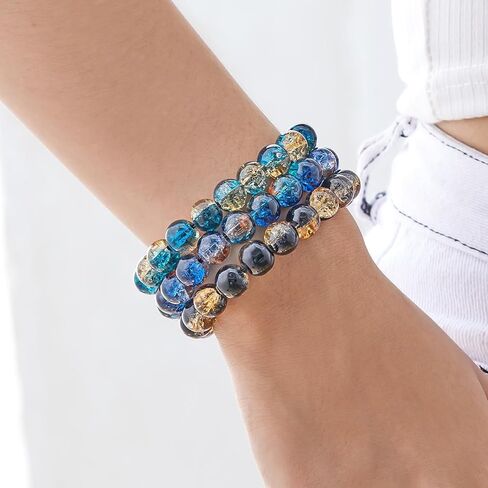 6 Pack Stretch & Weave Bracelets for Women & Men, 10MM Healing Crystal Gemstone Bead Bracelets - Adjustable Unisex Yoga Energy Jewelry Gift in Saudi Arabia