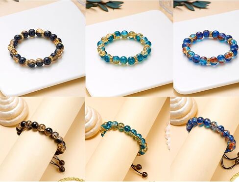6 Pack Stretch & Weave Bracelets for Women & Men, 10MM Healing Crystal Gemstone Bead Bracelets - Adjustable Unisex Yoga Energy Jewelry Gift in Saudi Arabia
