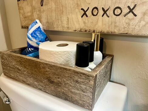 إحياء ريفي | صندوق خشب الحظيرة المزخرف - صندوق خشبي ريفي أصيل لتزيين الطاولة وحفلات الزفاف والحفلات وديكور منزل المزرعة - حامل قطعة مركزية من الخشب الحقيقي in Kuwait