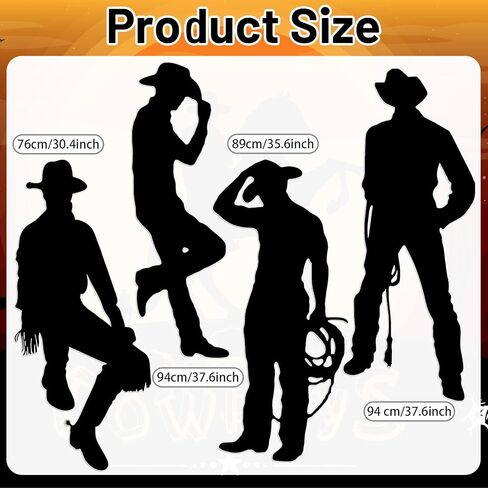 Epakh 4 Pcs Large Cowboy Silhouettes Cutouts 37'' 35'' Western Theme Paper Party Decorations Photo Booth for Summer Wild West Birthday Parties Supplies in Saudi Arabia