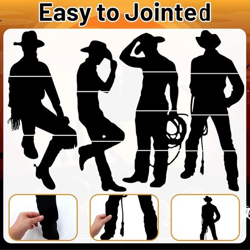 Epakh 4 Pcs Large Cowboy Silhouettes Cutouts 37'' 35'' Western Theme Paper Party Decorations Photo Booth for Summer Wild West Birthday Parties Supplies in Saudi Arabia