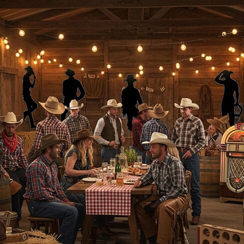 Epakh 4 Pcs Large Cowboy Silhouettes Cutouts 37'' 35'' Western Theme Paper Party Decorations Photo Booth for Summer Wild West Birthday Parties Supplies in Saudi Arabia