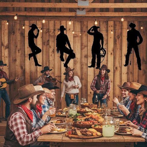 Epakh 4 Pcs Large Cowboy Silhouettes Cutouts 37'' 35'' Western Theme Paper Party Decorations Photo Booth for Summer Wild West Birthday Parties Supplies in Saudi Arabia