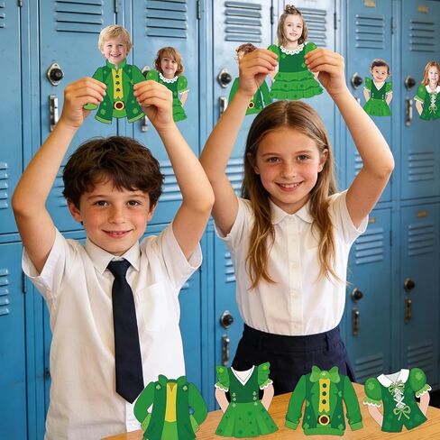 ديكورات لوحة إعلانات عيد القديس باتريك 48 قطعة من زخارف Leprechaun مع 100 نقطة لاصقة على شكل البرسيم مثالية مع الحرف اليدوية للصور المنزلية في الفصل الدراسي in Kuwait