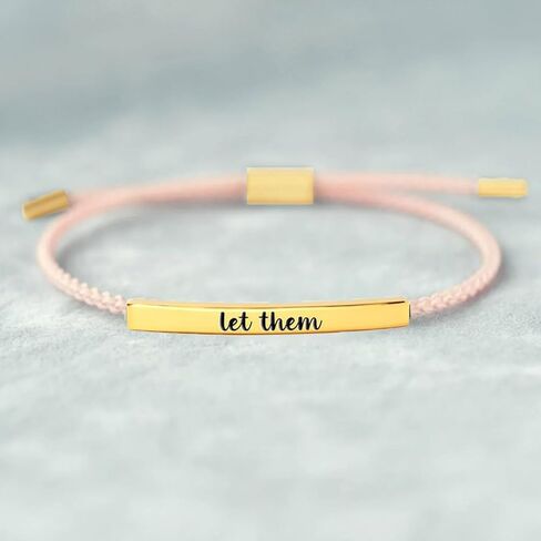 Let Them Bracelet for Women Inspirational Bracelet Adjustable Braided Rope Tube Bracelet Handmade Engraved Motivational Bracelet for SistersInspirational Friendship Bracelets in Kuwait