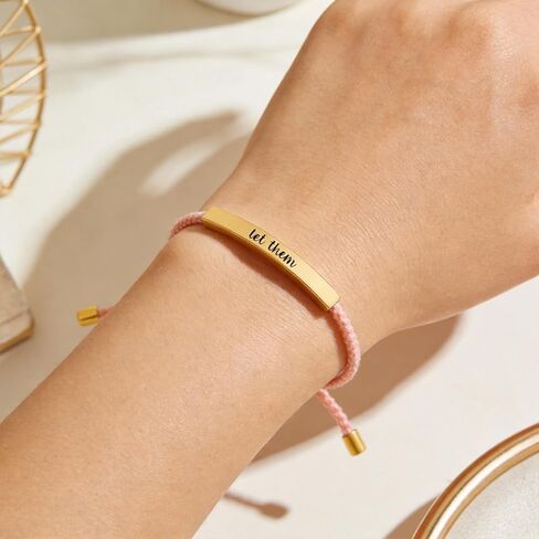 Let Them Bracelet for Women Inspirational Bracelet Adjustable Braided Rope Tube Bracelet Handmade Engraved Motivational Bracelet for SistersInspirational Friendship Bracelets in Kuwait